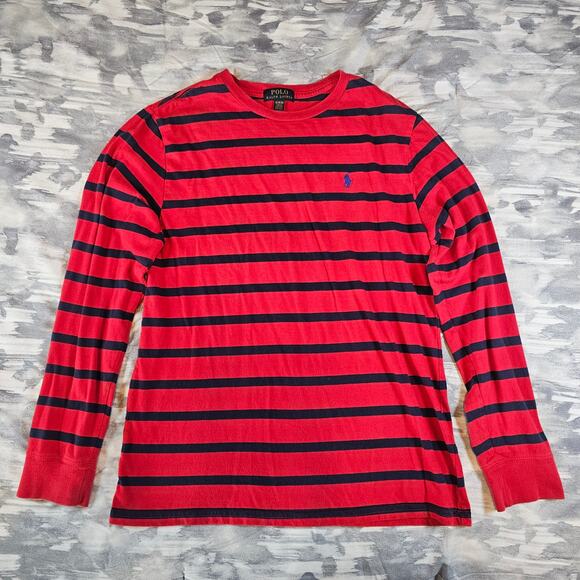 Polo Ralph Lauren Red Blue Long Sleeve Sweater Pony Logo Shirt Boys size XL - Picture 1 of 6
